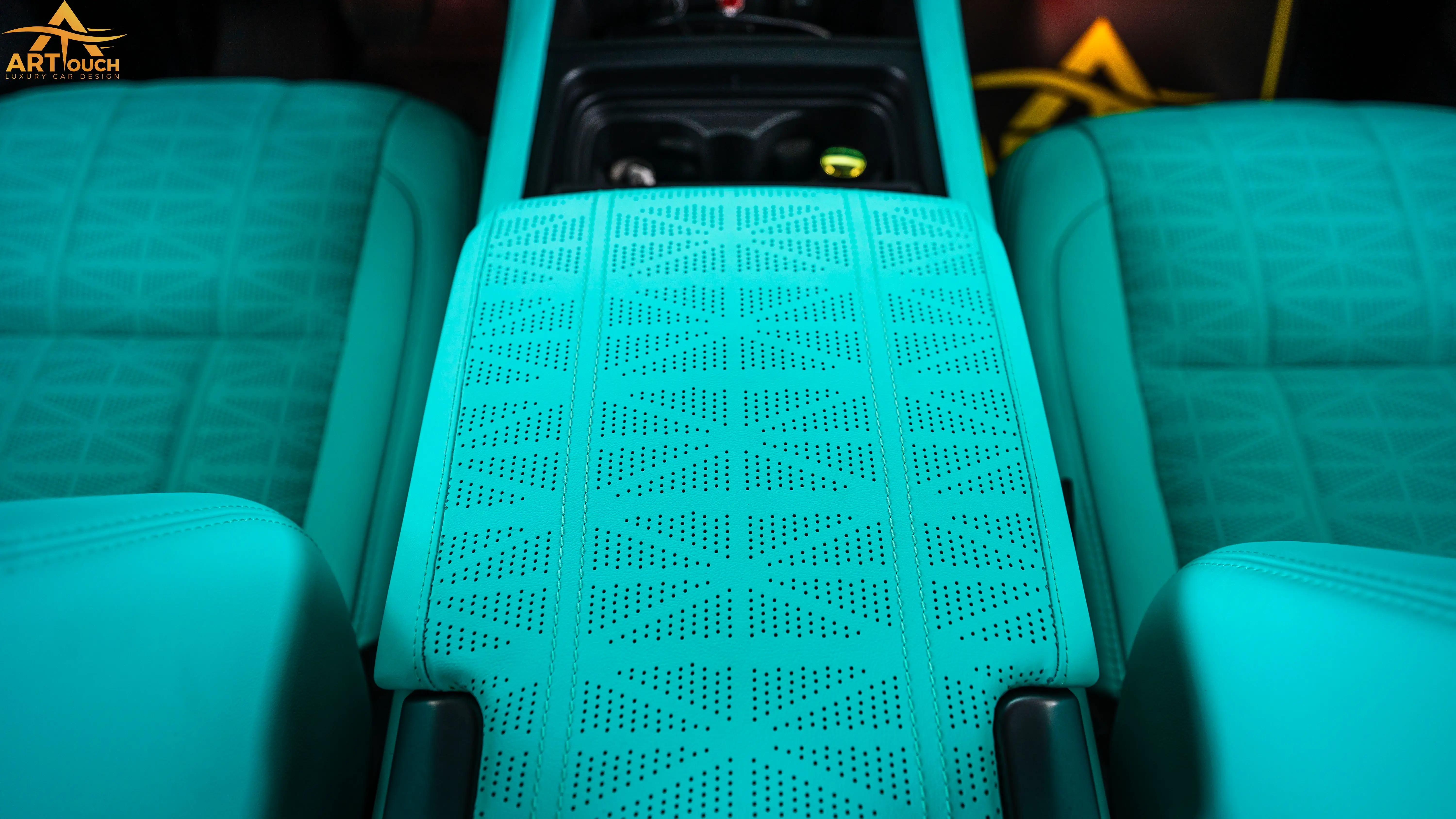 Land Rover Defender Tiffany Blue Leather Interior Upholstery Dubai ART Touch